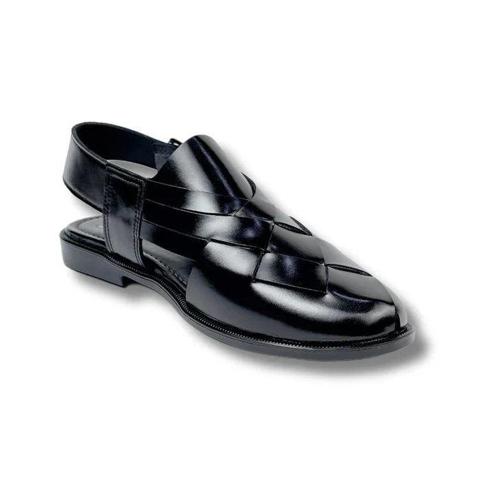 BLACK STRAP LEATHER PESHAWRI SANDAL