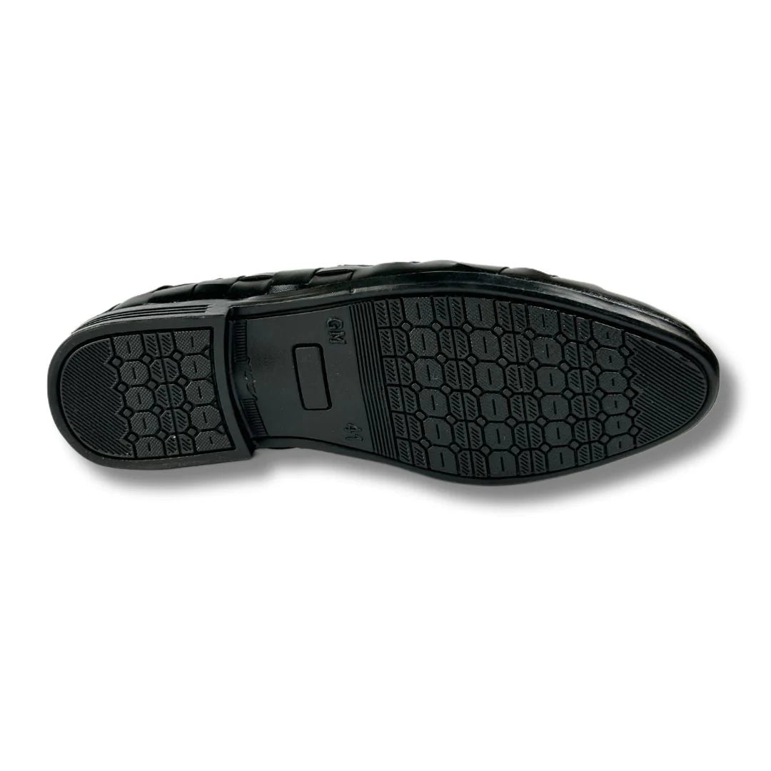 BRAIDED STRAP BLACK LOAFERS
