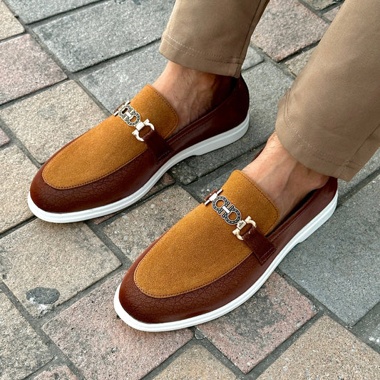 BROWN SUEDE TWO TONE LOAFER
