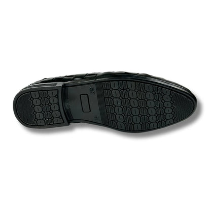 BRAIDED STRAP BLACK LOAFERS